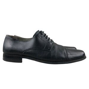 Ferrani Handmade Men's Size 44 Black Leather Cap Toe Lace-Up Oxfords Dress Shoes